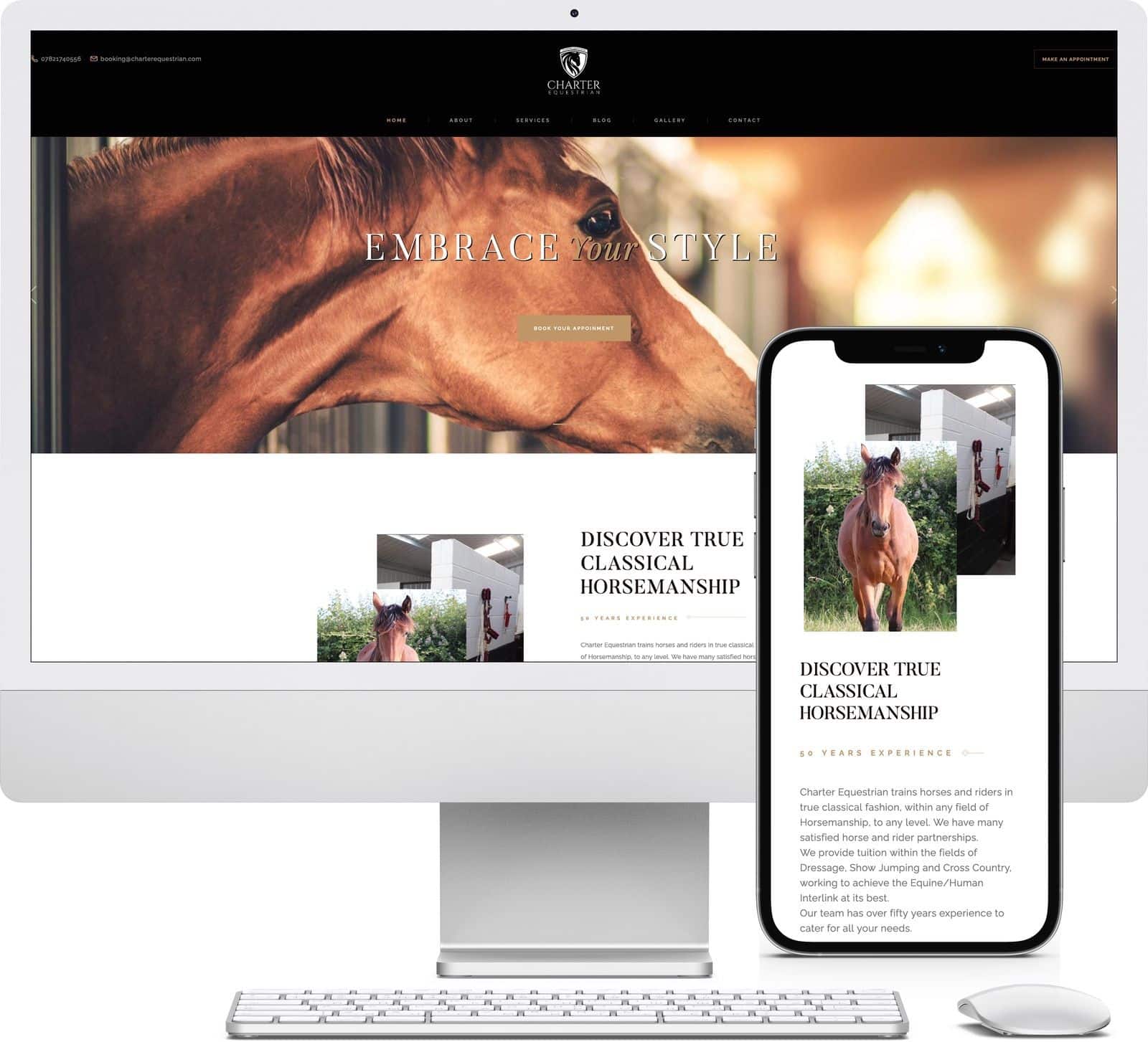 Charter Equestrian iMac and iPhone mockup image - Riotspace Creative