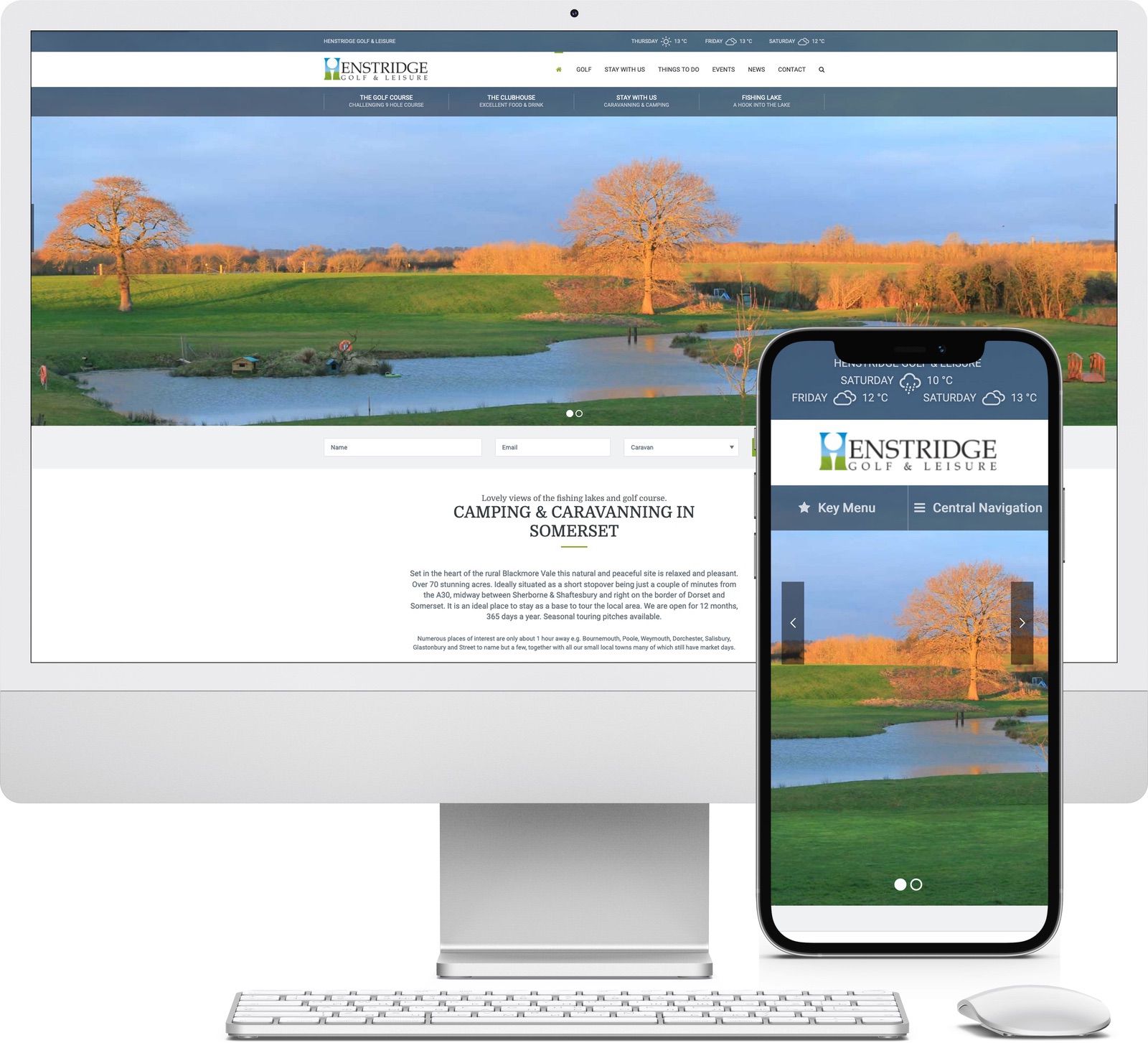 Henstridge Golf and Leisure Centre iMac and iPhone mockup image - Riotspace Creative